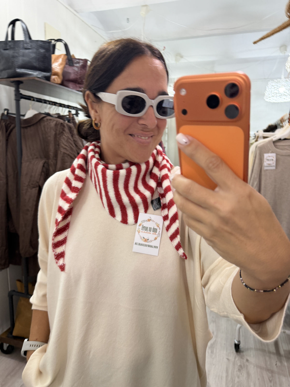 Bandana Donosti punto suave rojo y marfil