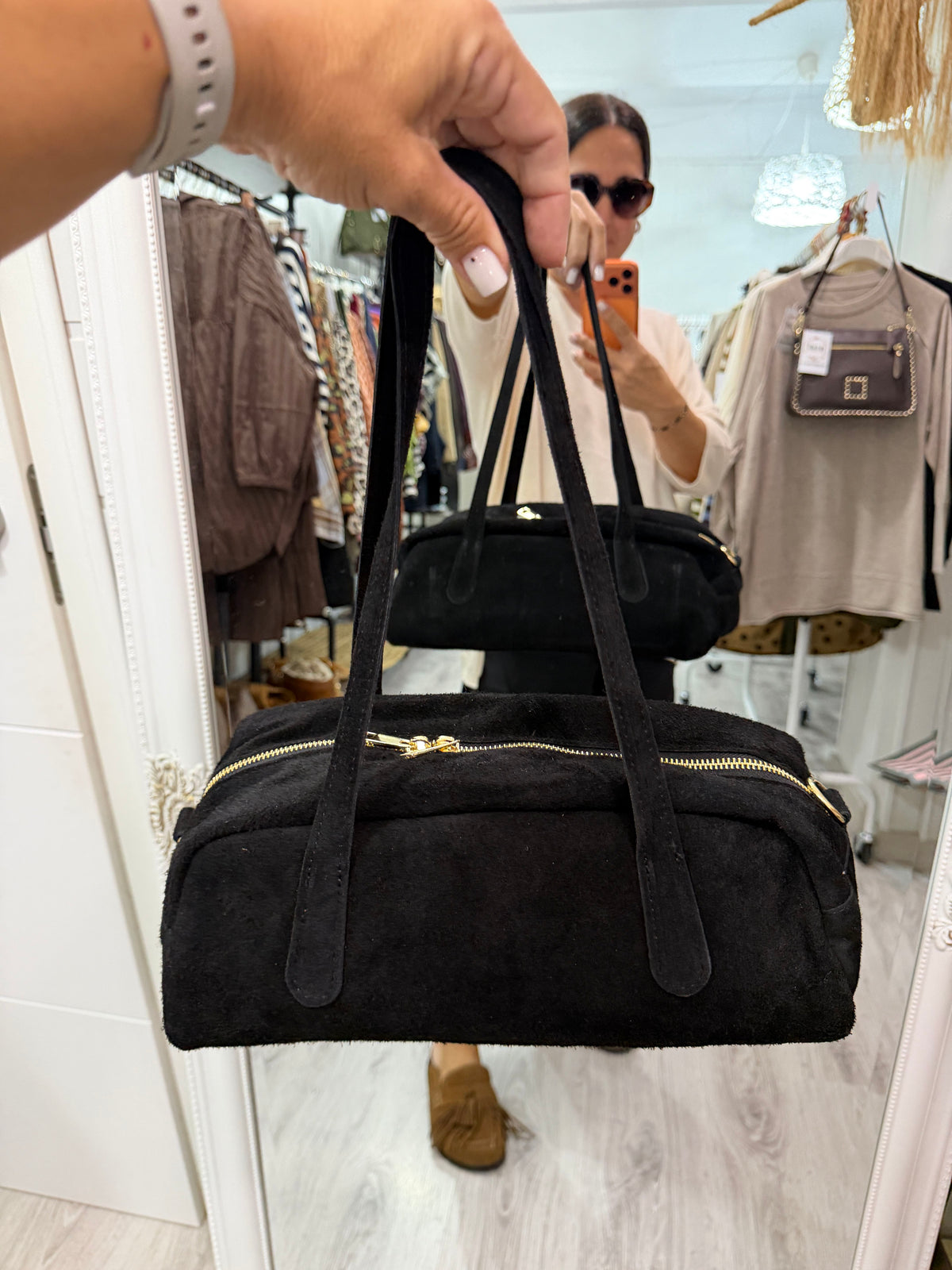 Bolso Baguette negro · Incluye asa bandolera