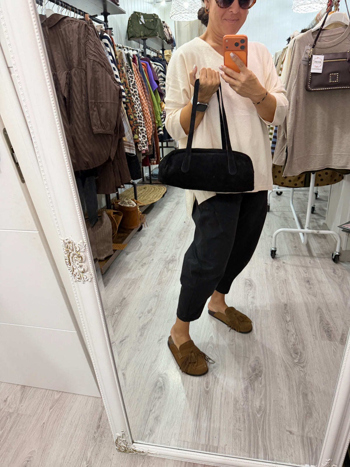 Bolso Baguette negro · Incluye asa bandolera