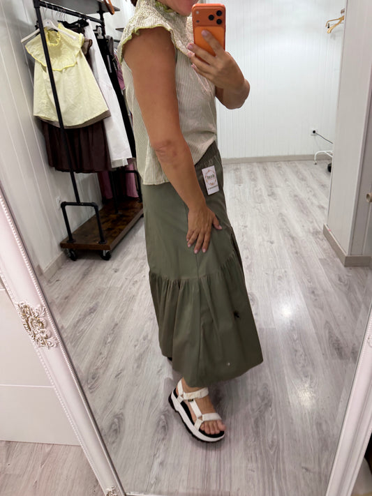 Falda Claudia volante kaki