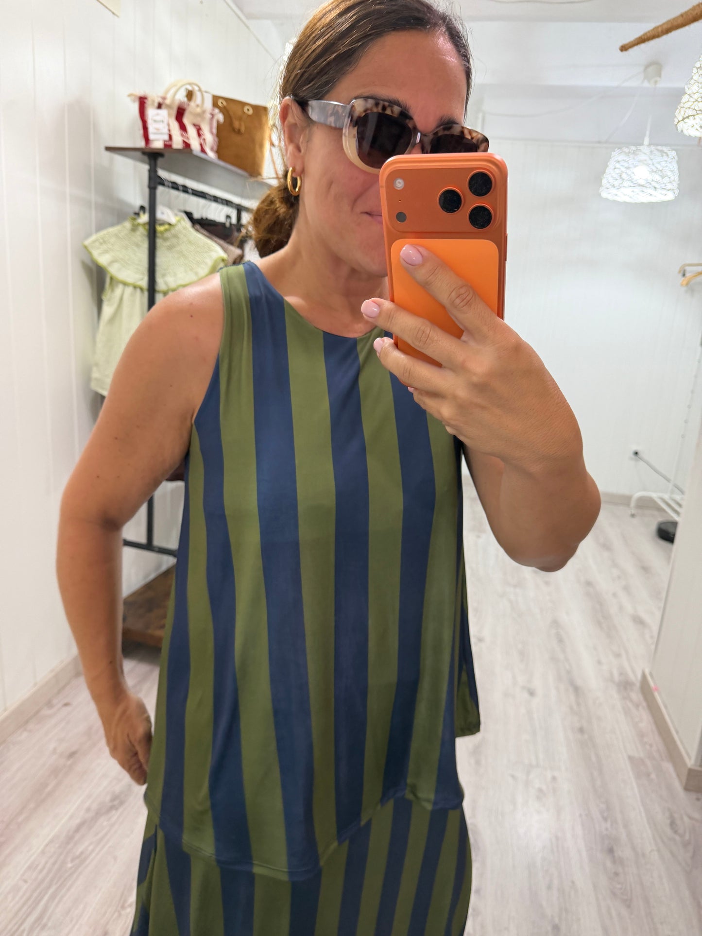 Falda Lisboa licra fría marino y verde