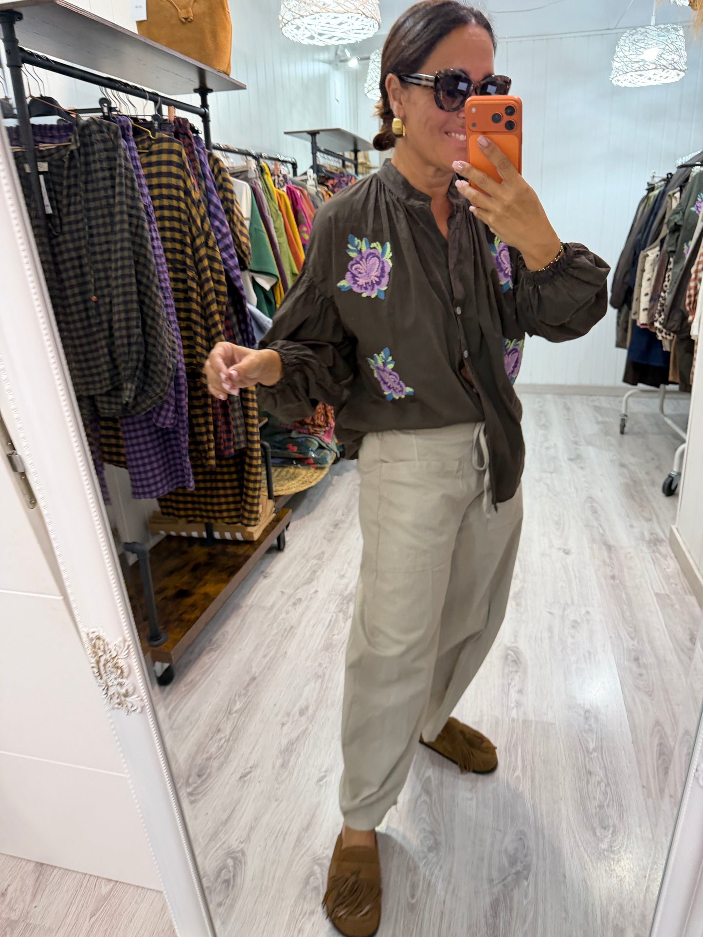 Pantalón Barrel beige