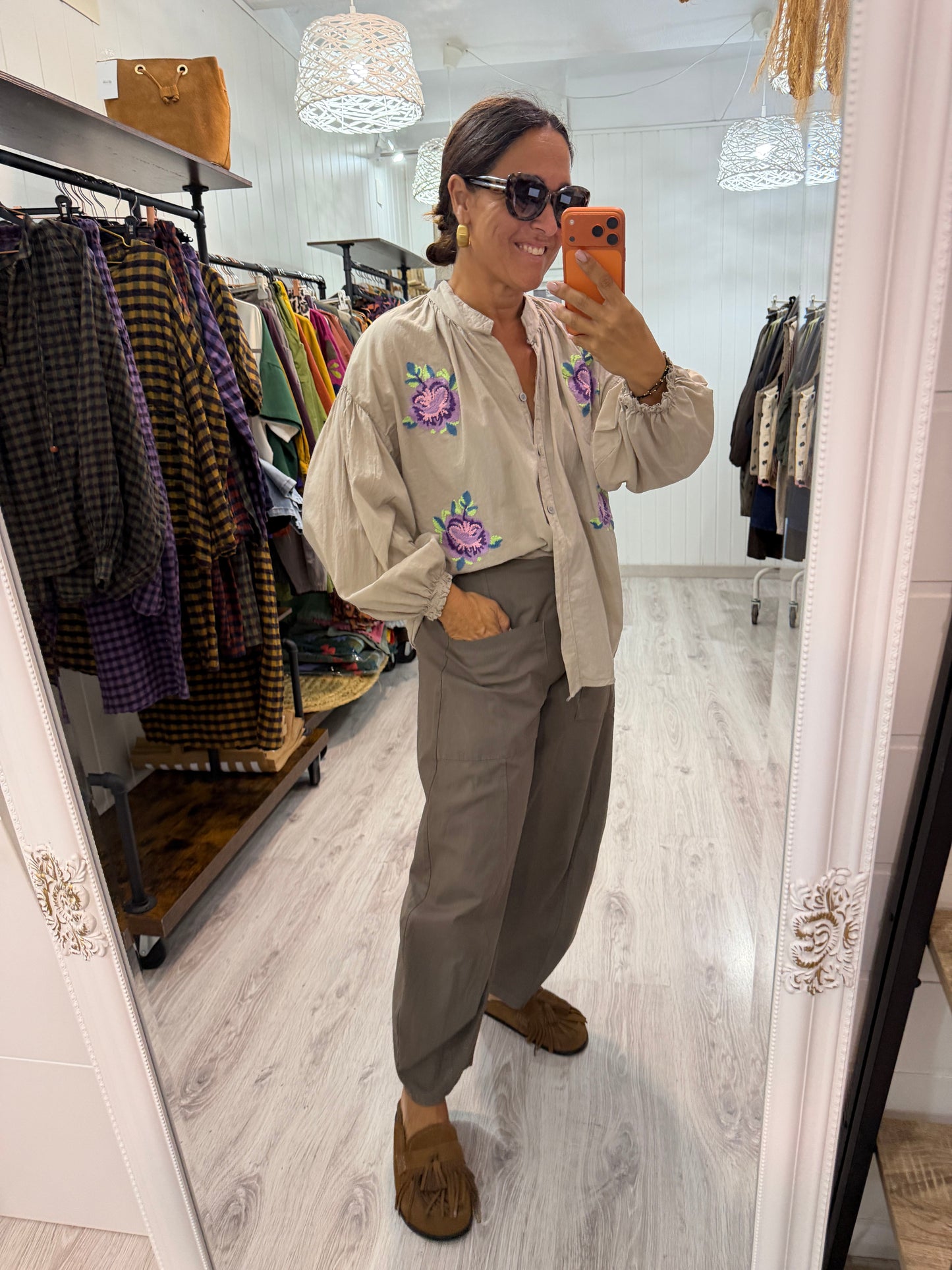 Pantalón Barrel taupe