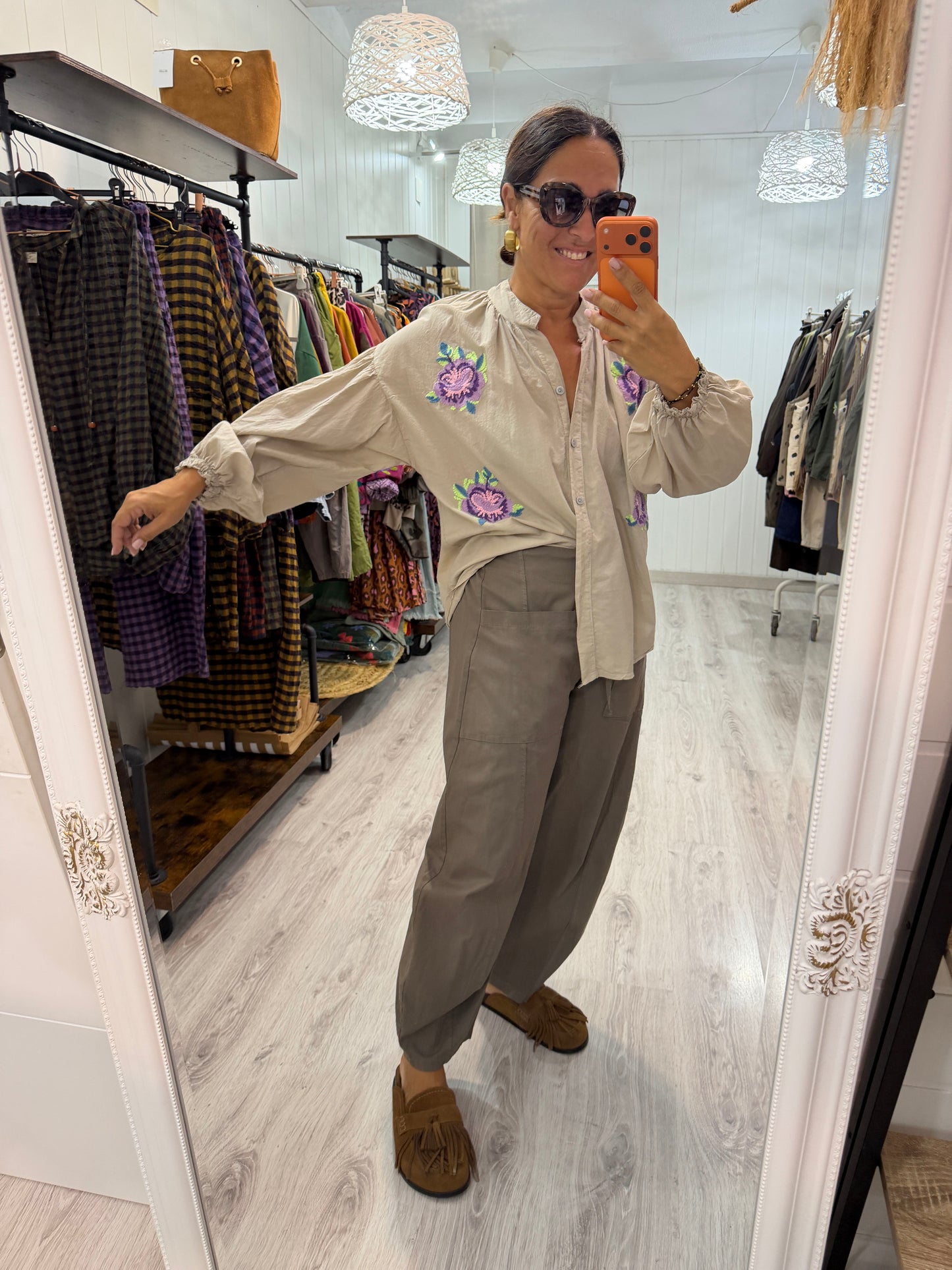 Pantalón Barrel taupe