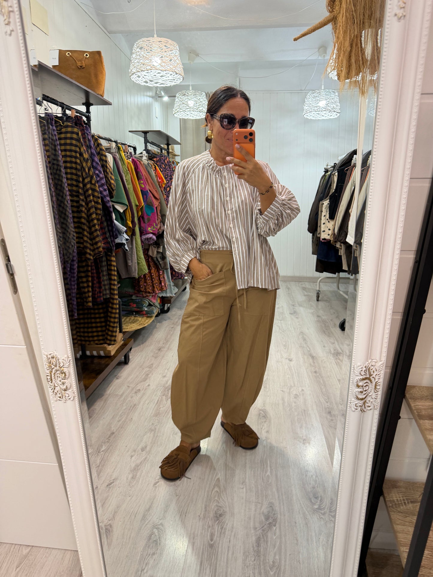 Pantalón Barrel camel