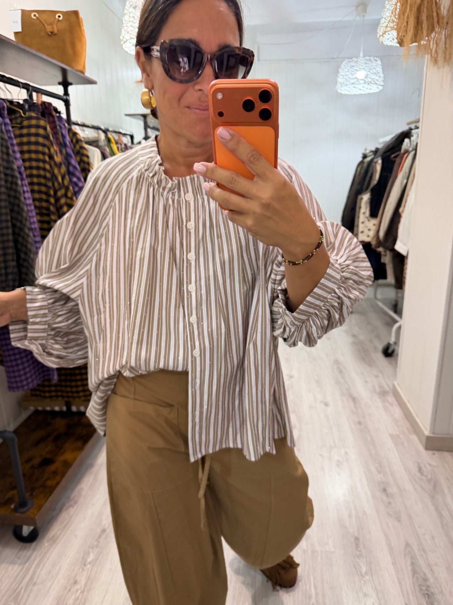 Pantalón Barrel camel
