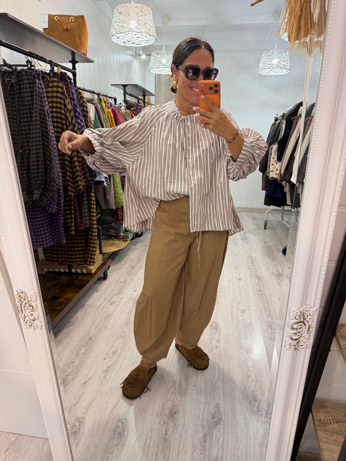 Pantalón Barrel camel