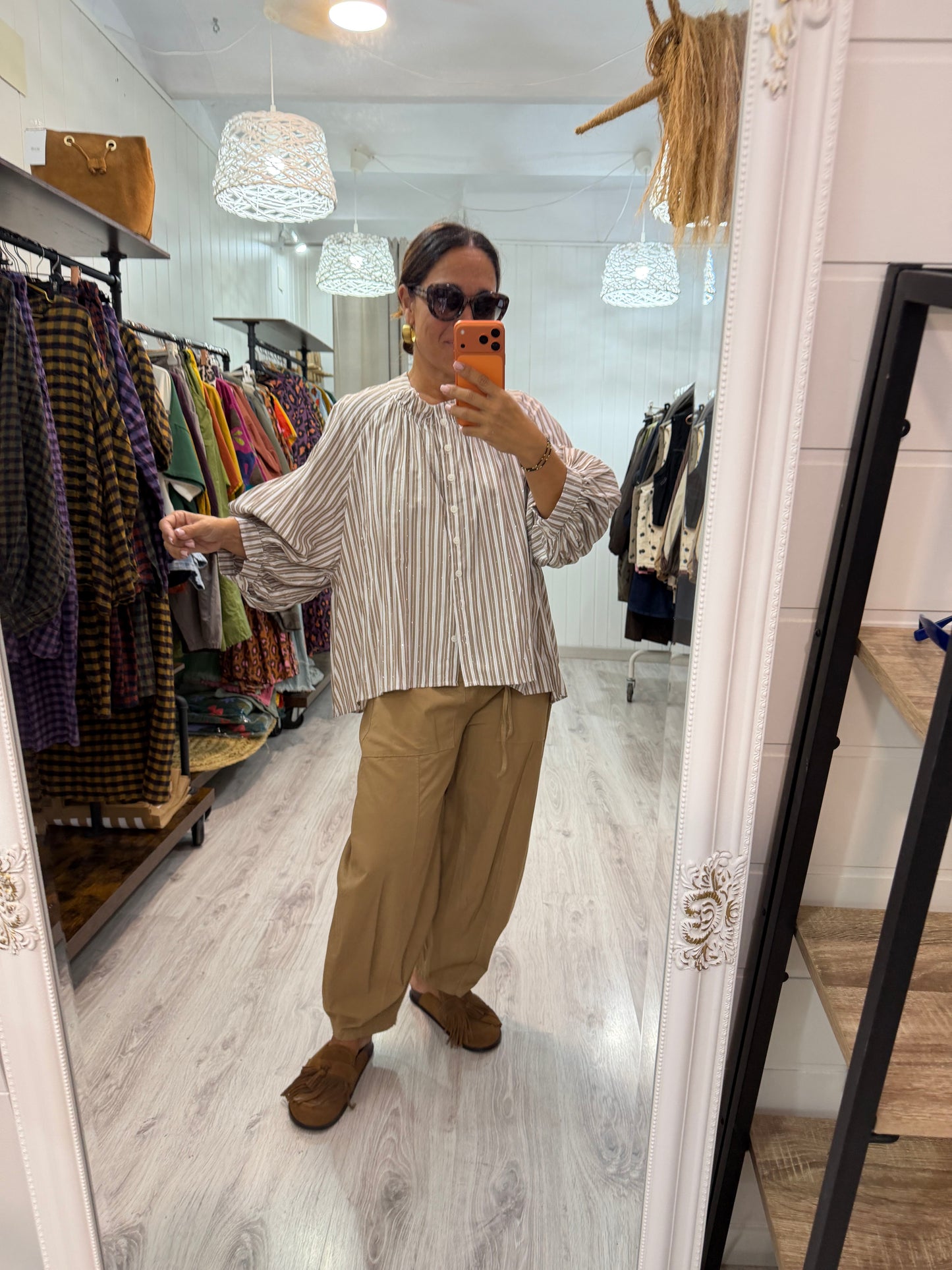 Pantalón Barrel camel
