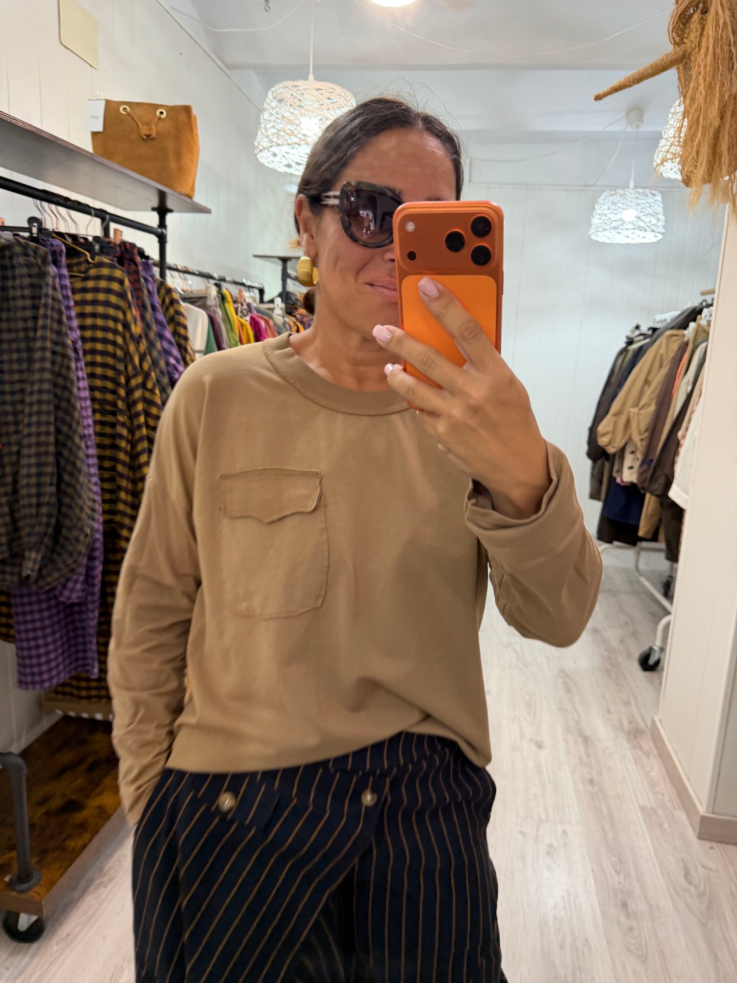 Sudadera Pocket camel