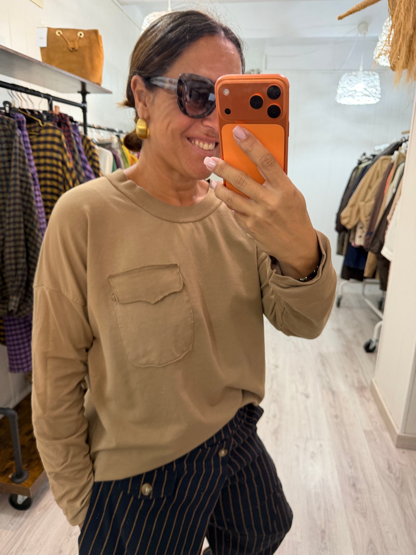 Sudadera Pocket camel