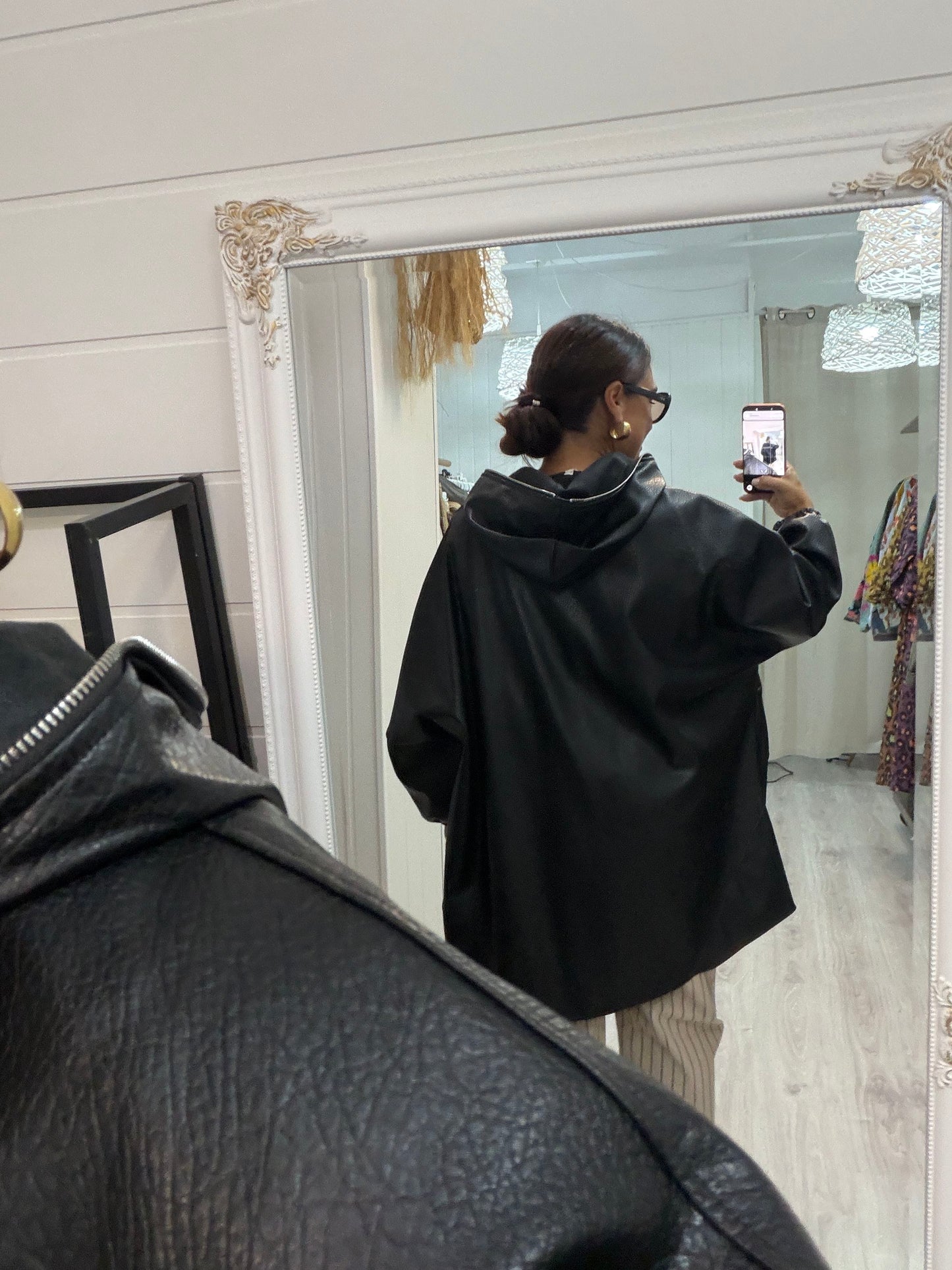 Parka Nagasaki ecopiel negro