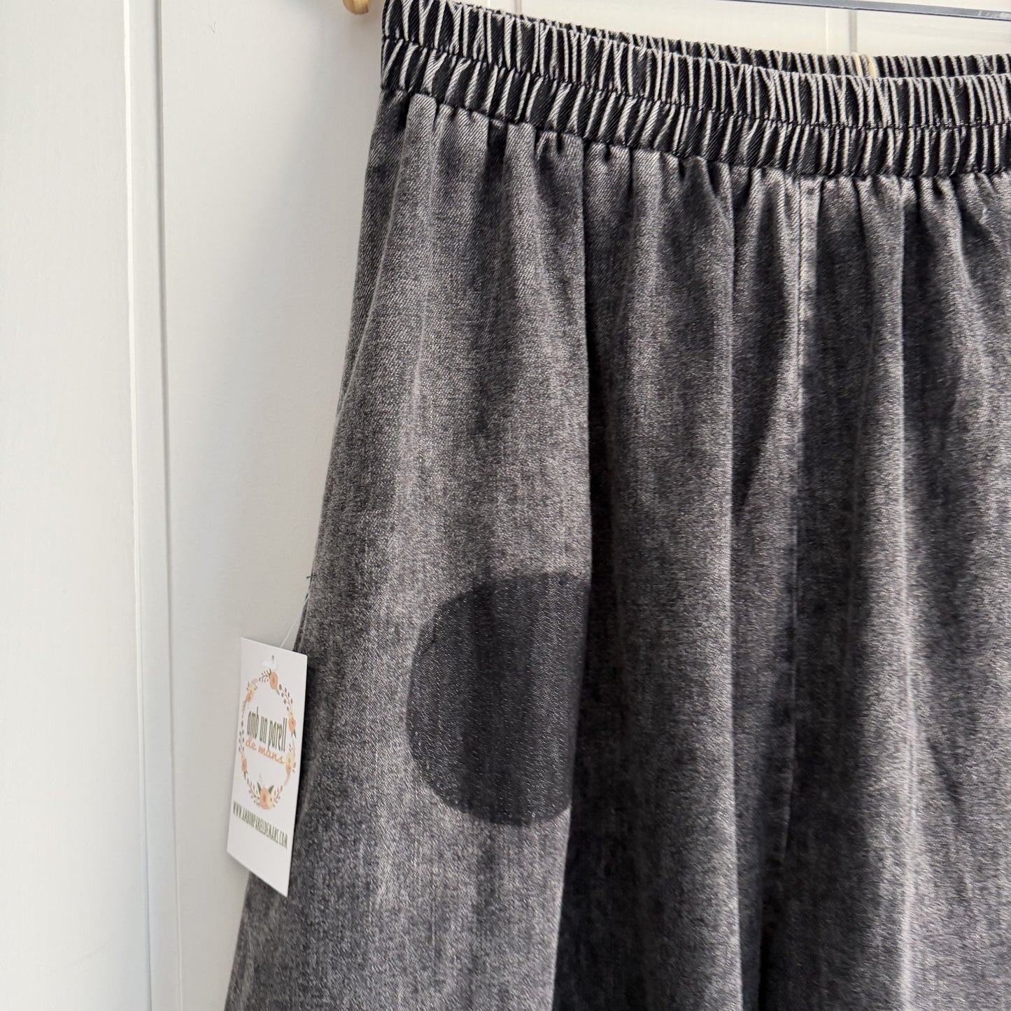 Pantalón Topo Flor efecto falda jeans negro