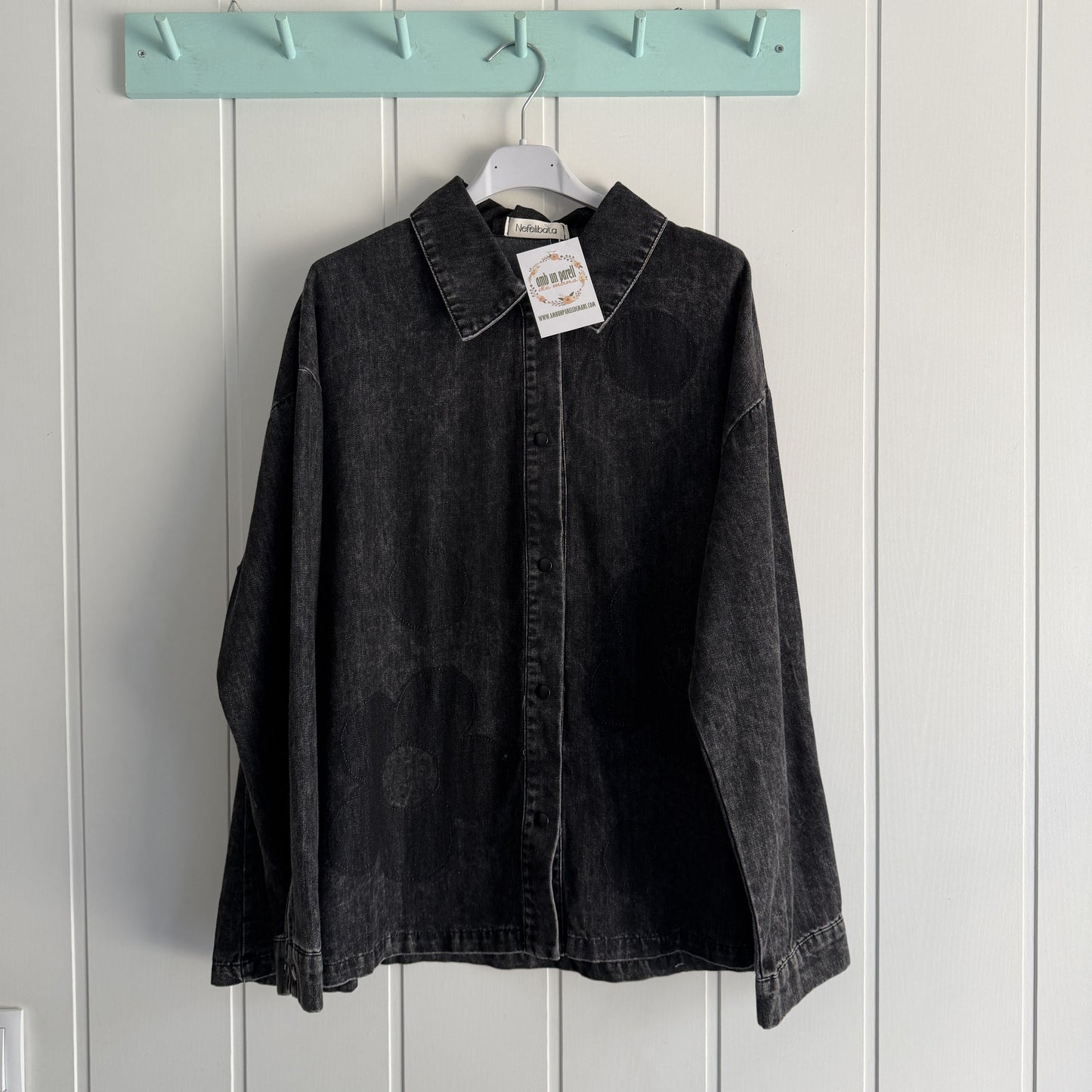 Camisa Topo Flor jeans negro