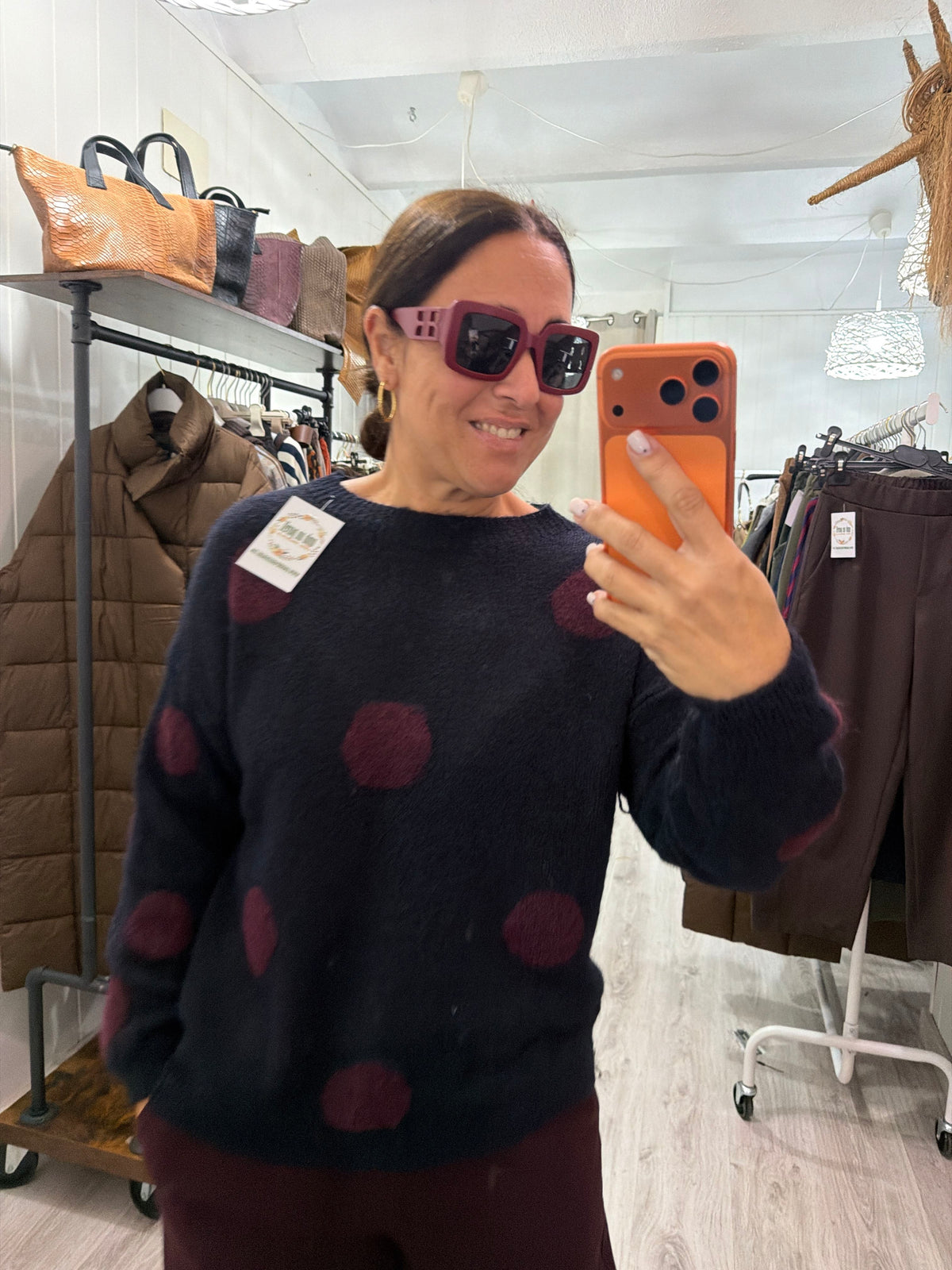 Jersei Polka Dots marino y burdeos