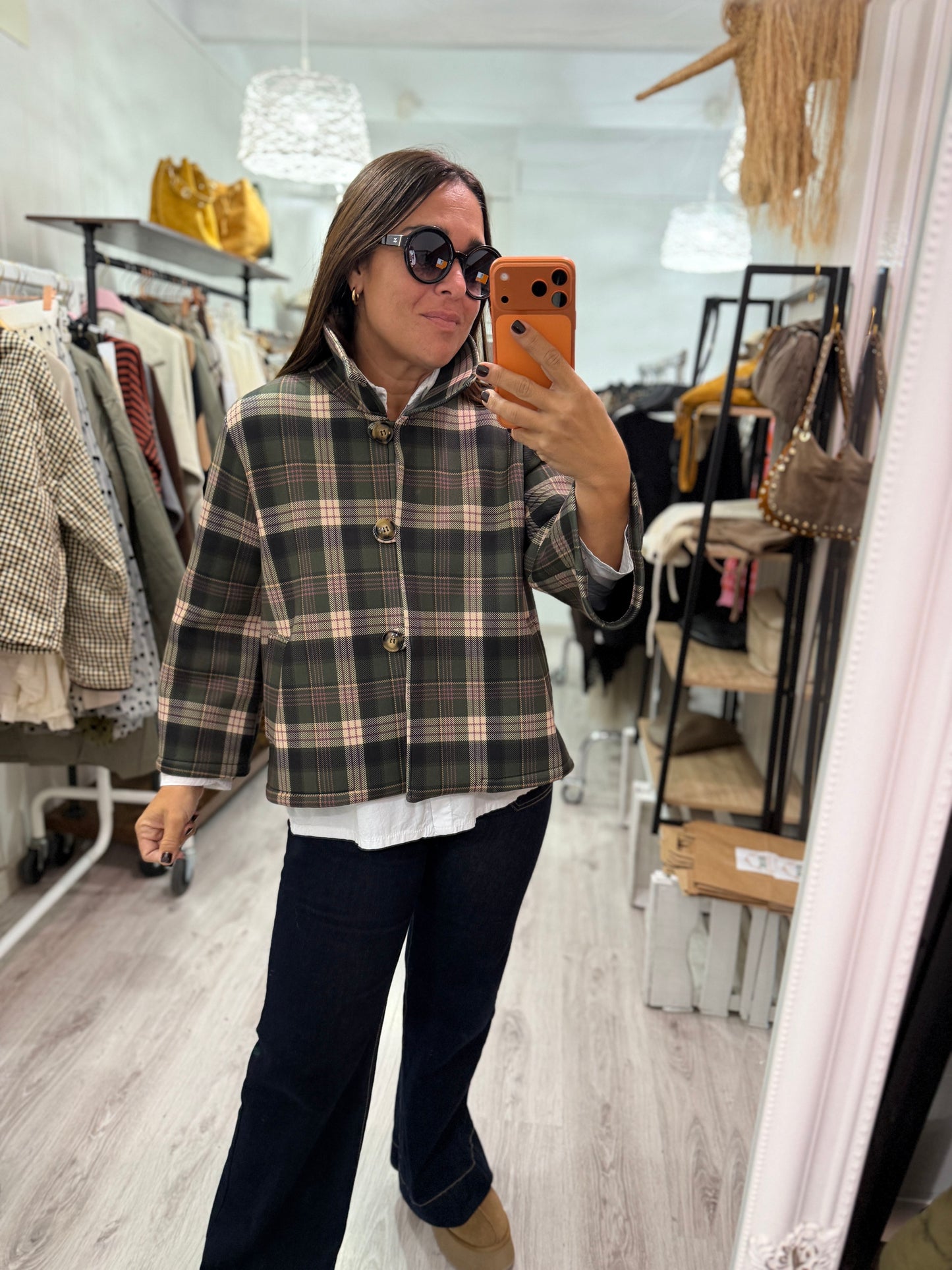 Chaqueta neopreno cuadros kaki