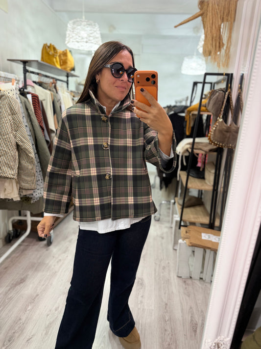 Chaqueta neopreno cuadros kaki