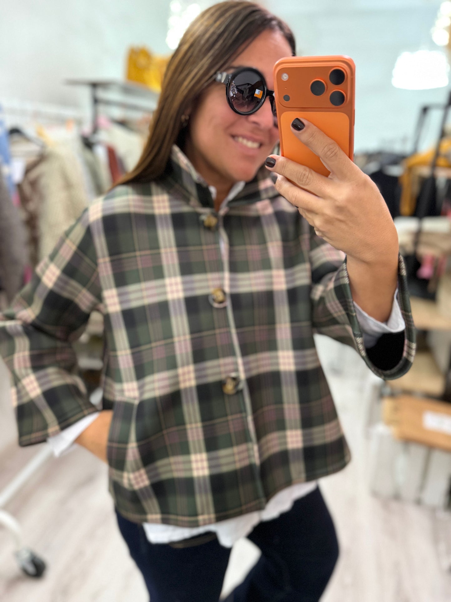 Chaqueta neopreno cuadros kaki