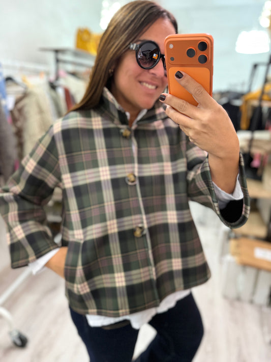 Chaqueta neopreno cuadros kaki