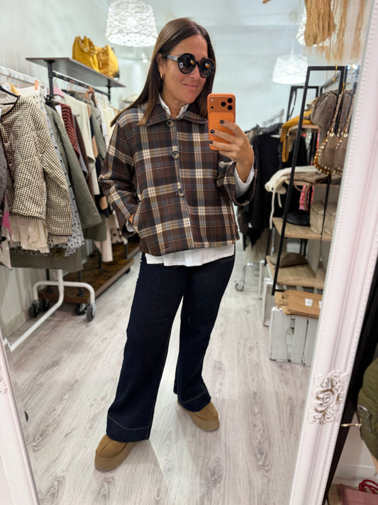 Chaqueta neopreno cuadros chocolate