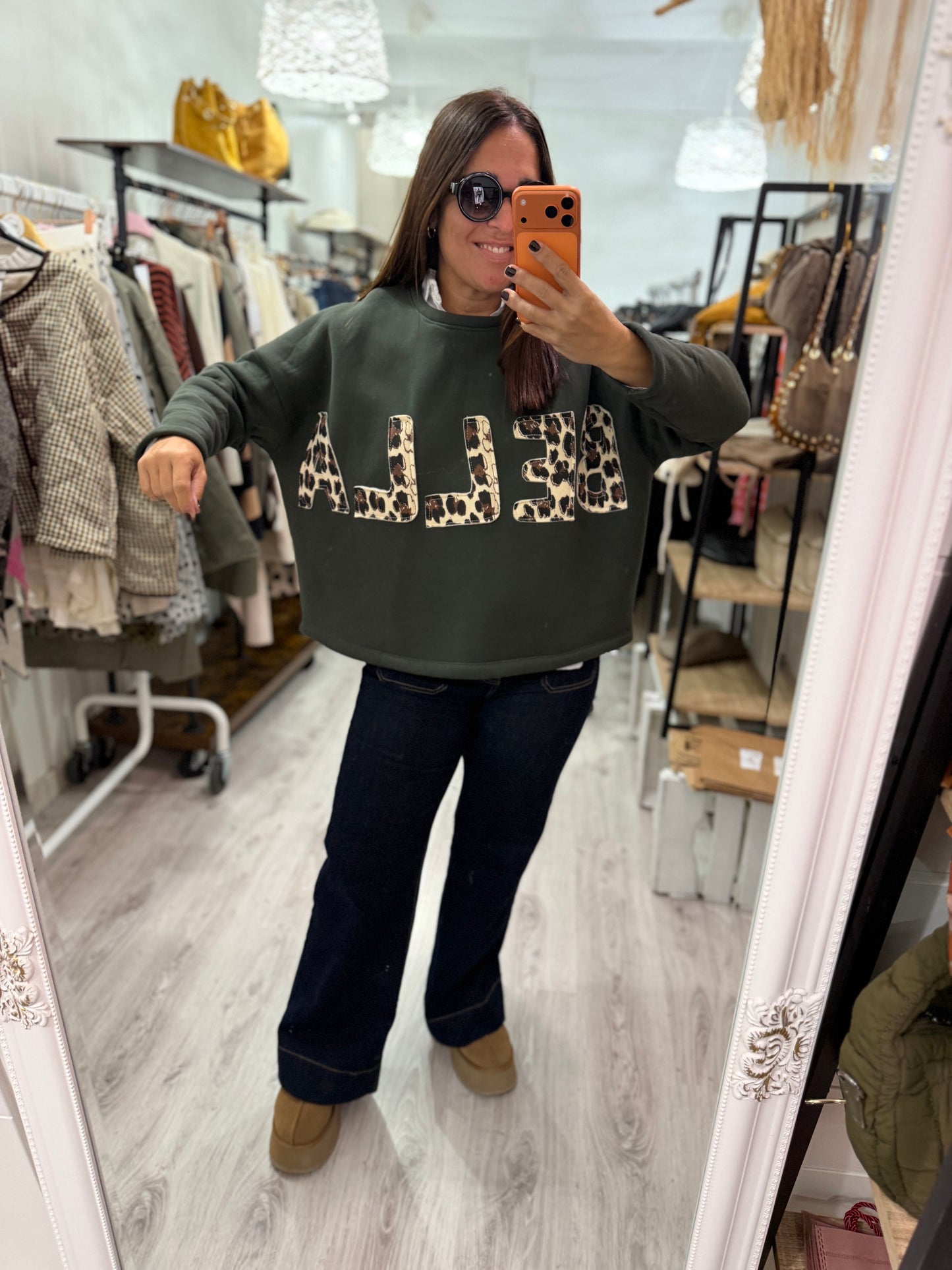 Sudadera Bella afelpada kaki