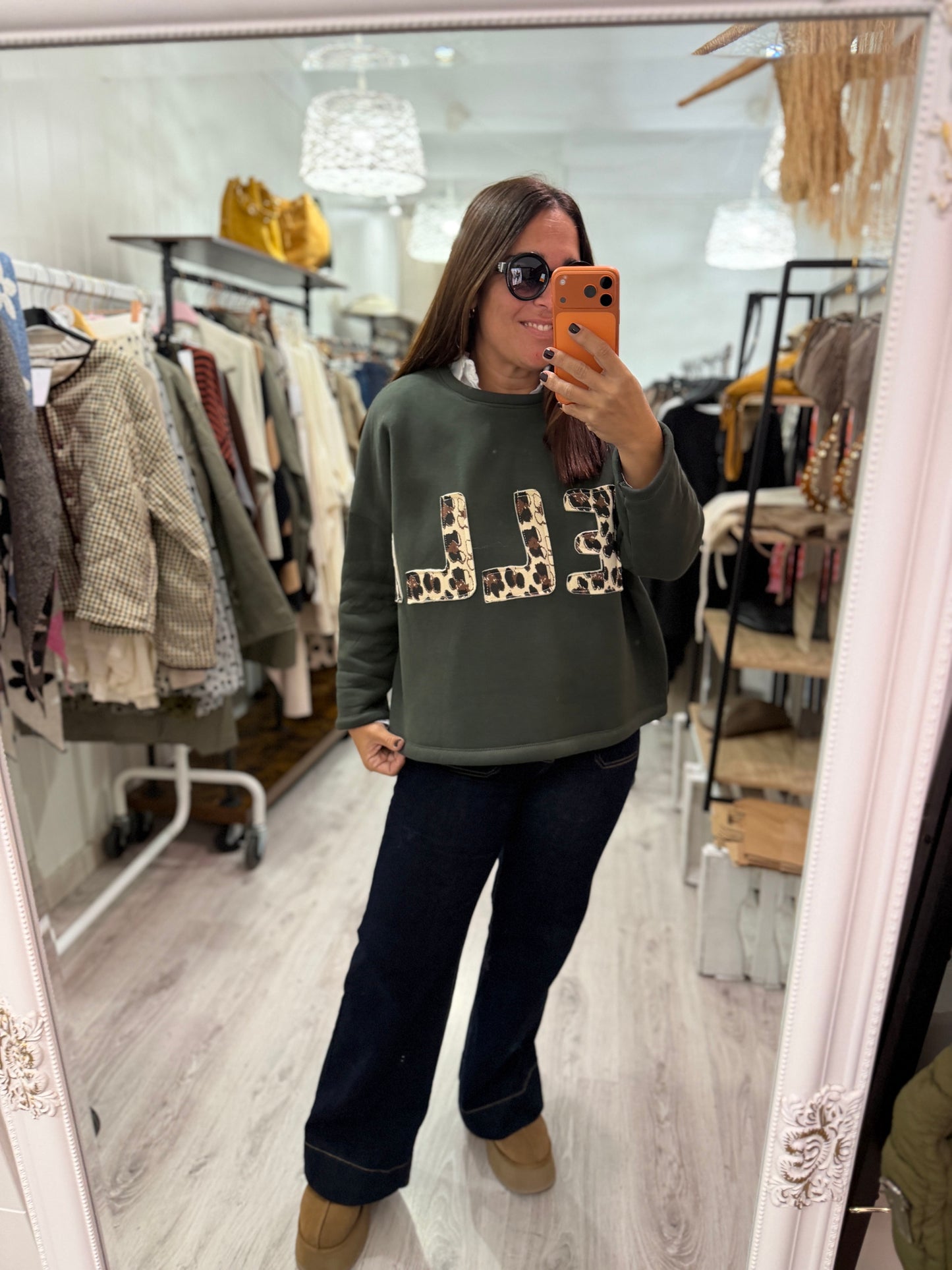 Sudadera Bella afelpada kaki