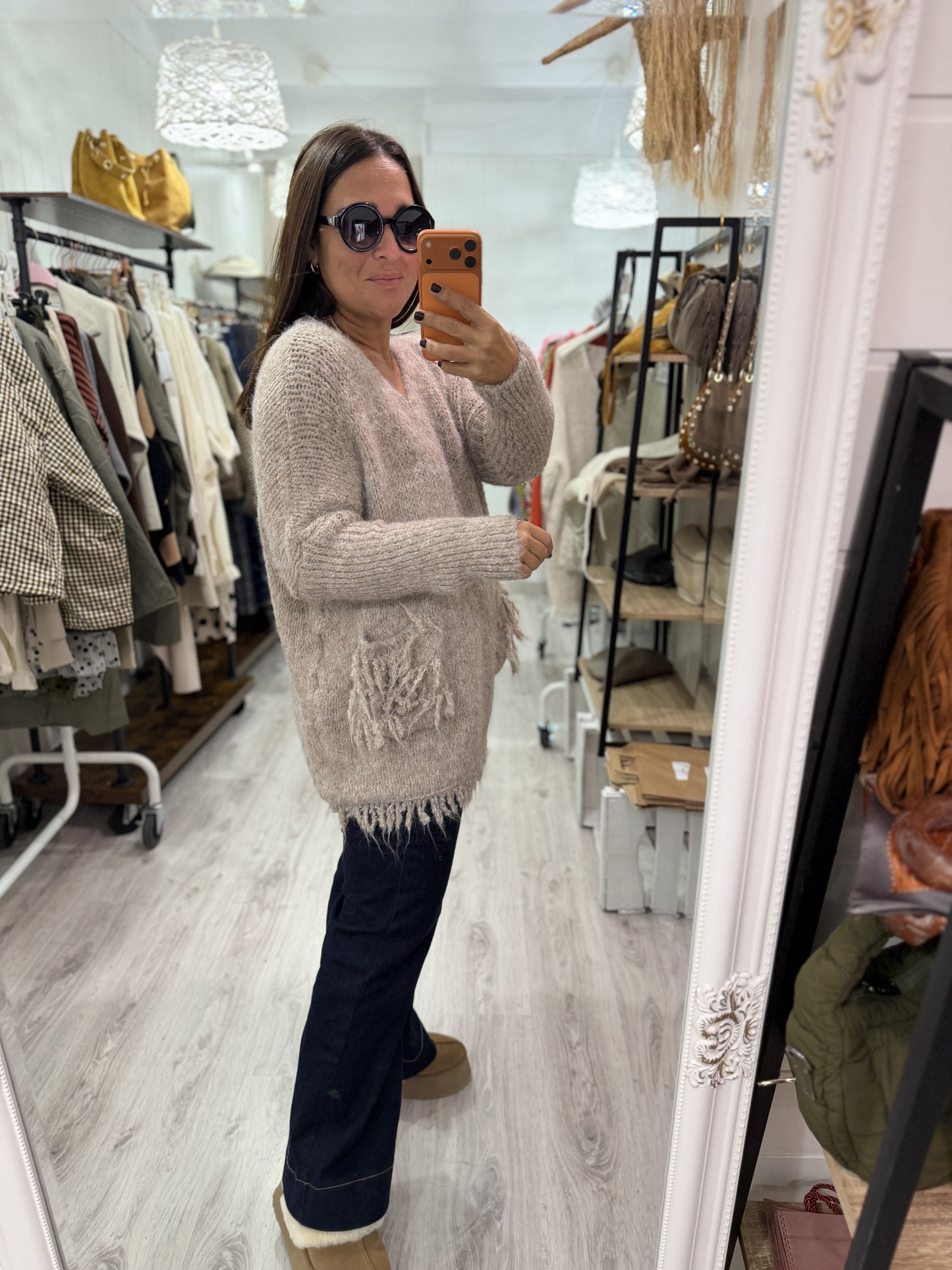 Jersei Pockets oversize taupe