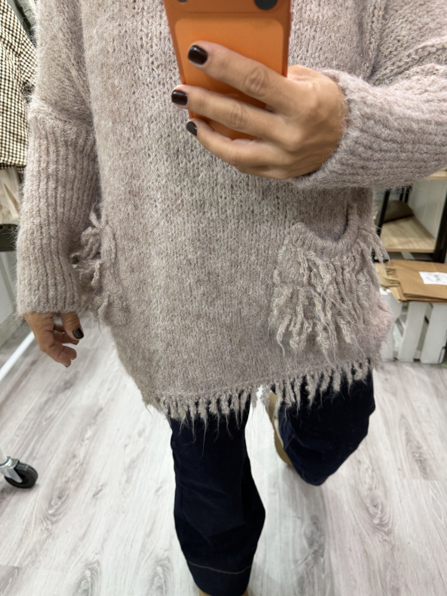 Jersei Pockets oversize taupe