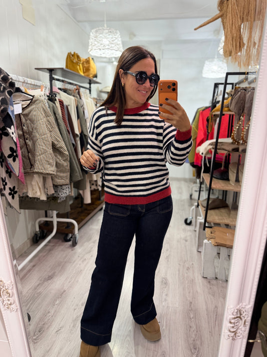 Jersei Candela marino, marfil y granate