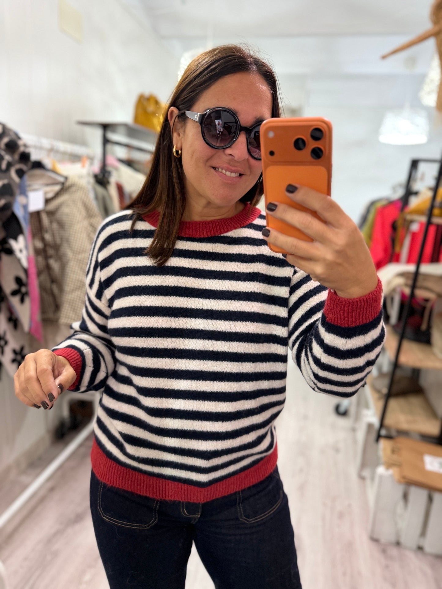 Jersei Candela marino, marfil y granate