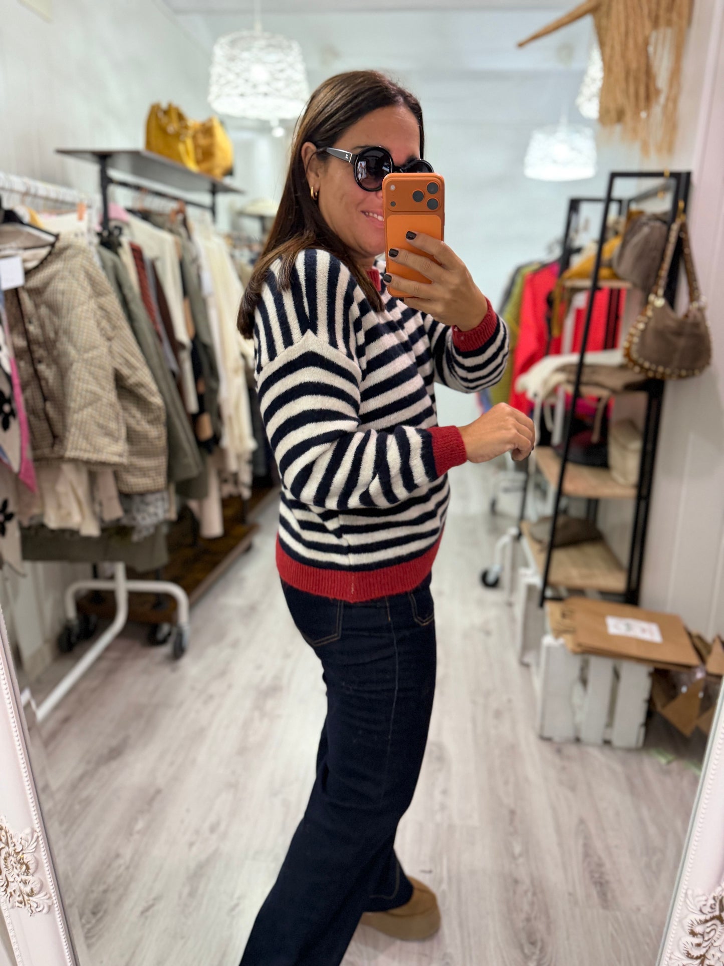 Jersei Candela marino, marfil y granate