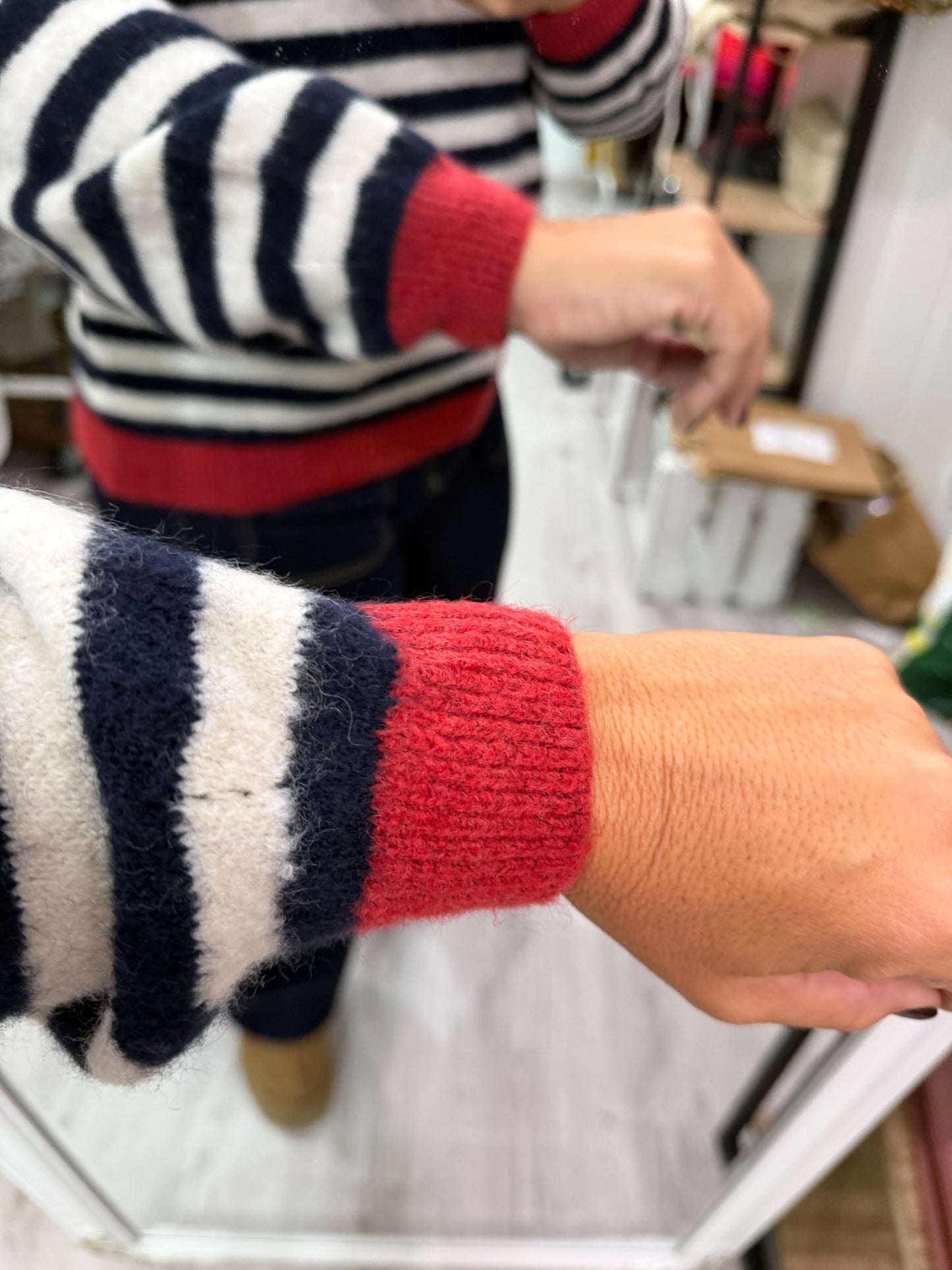 Jersei Candela marino, marfil y granate