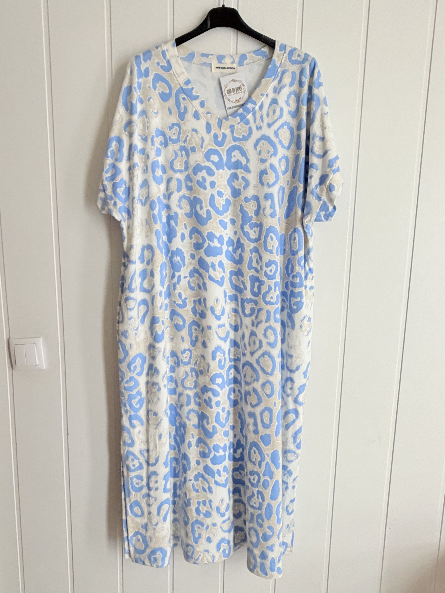 Vestido Animal print oversize azul cielo
