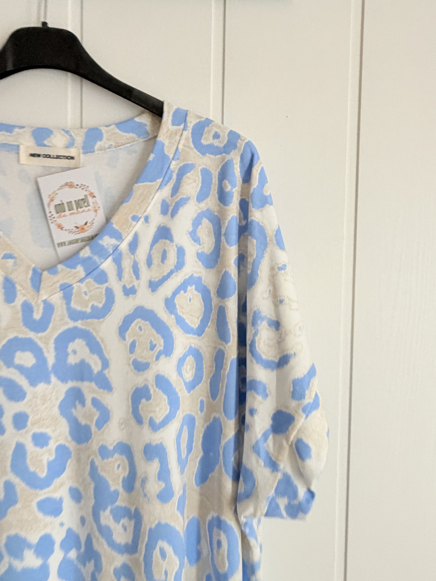 Vestido Animal print oversize azul cielo