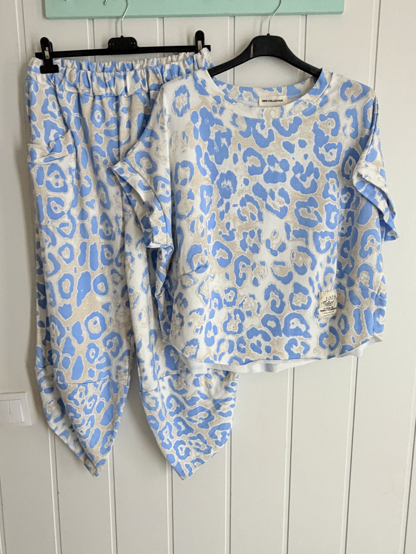 Conjunto Jogger animal print azul cielo