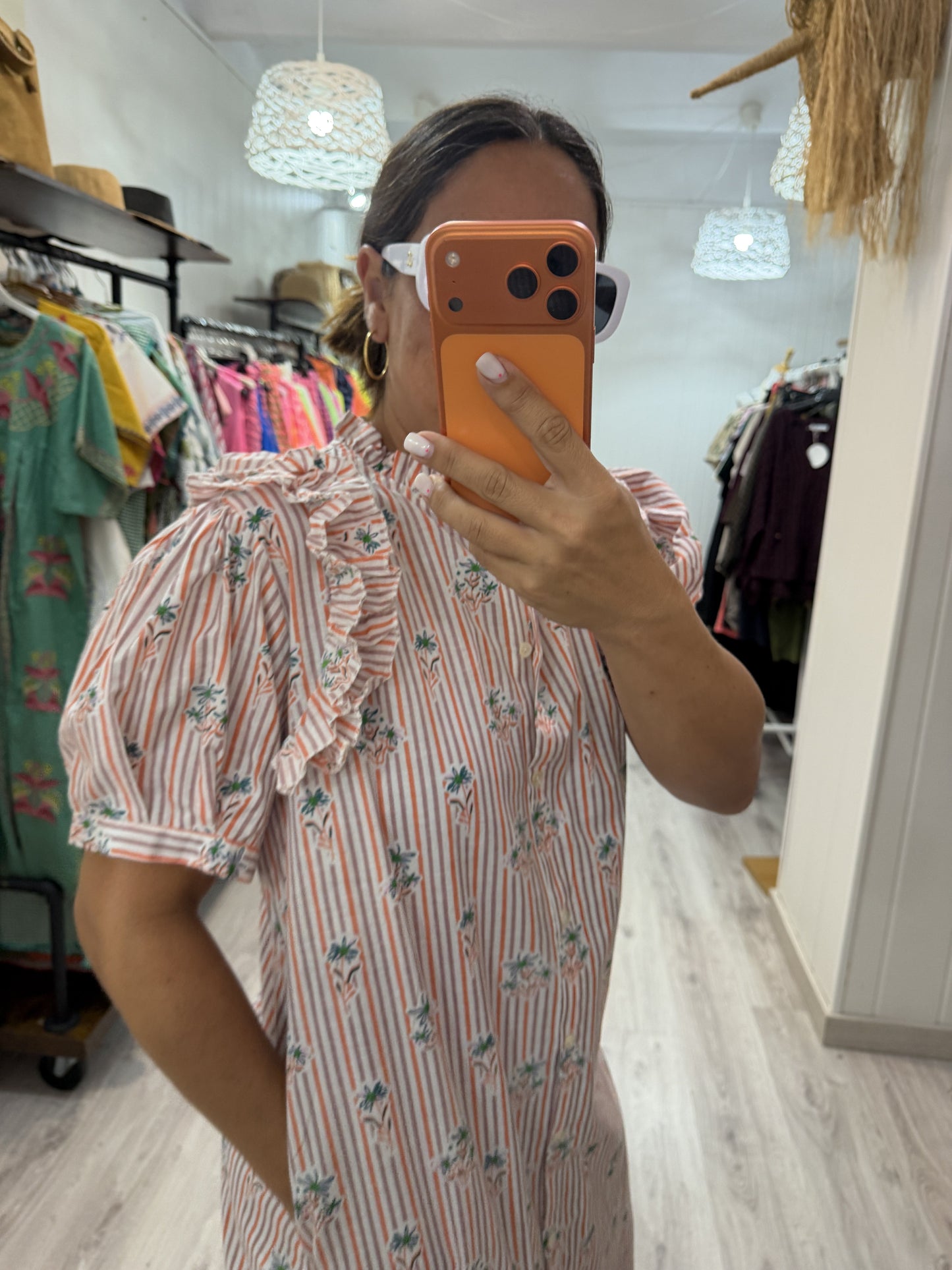 Vestido Idoia Fiori salmón y malva