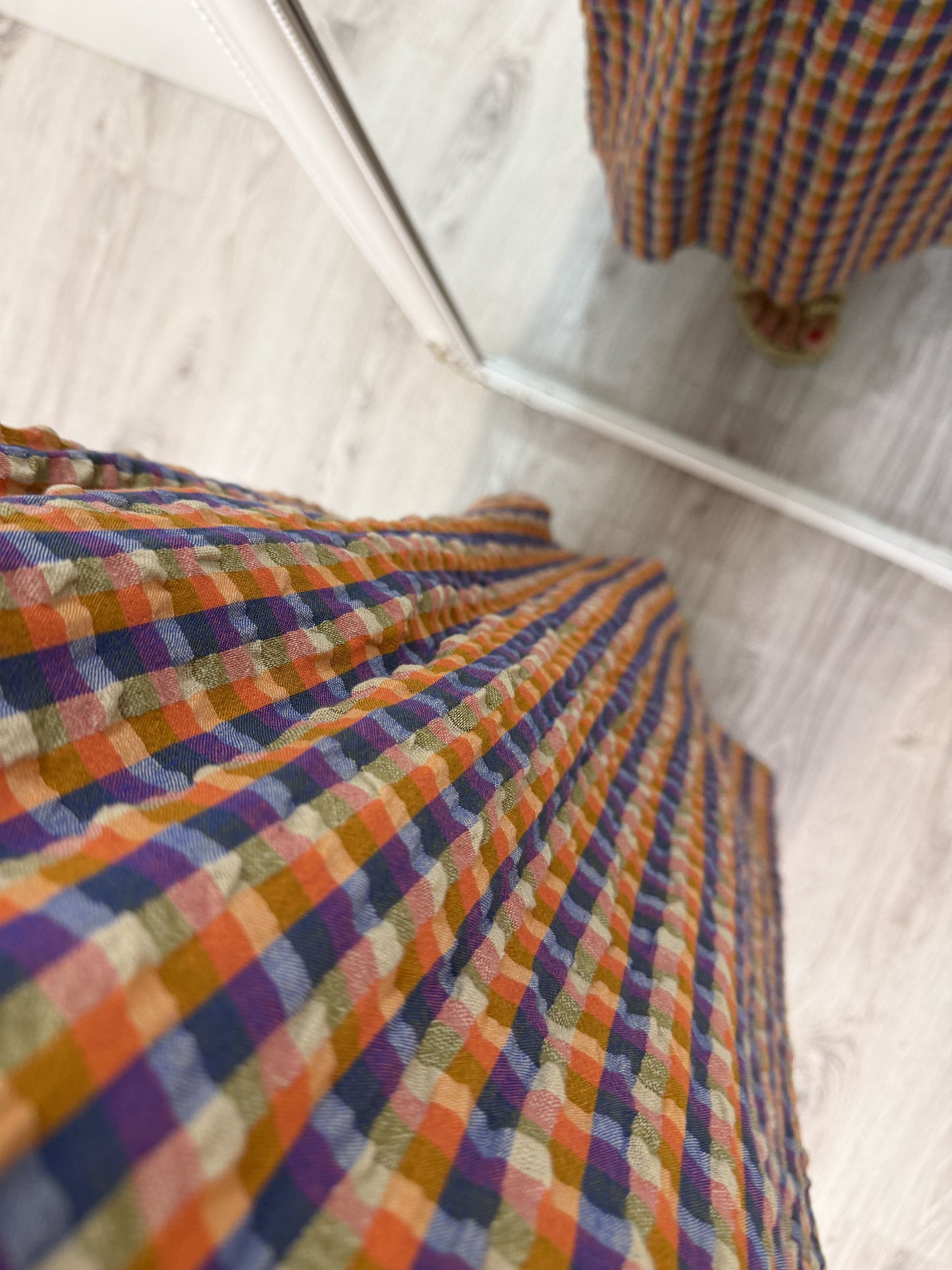 Vestido Puglia vichy naranja y berenjena