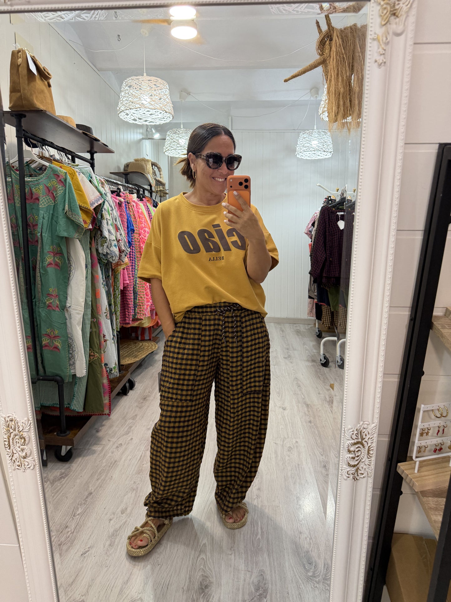 Sudadera Ciao Bella manga corta mostaza