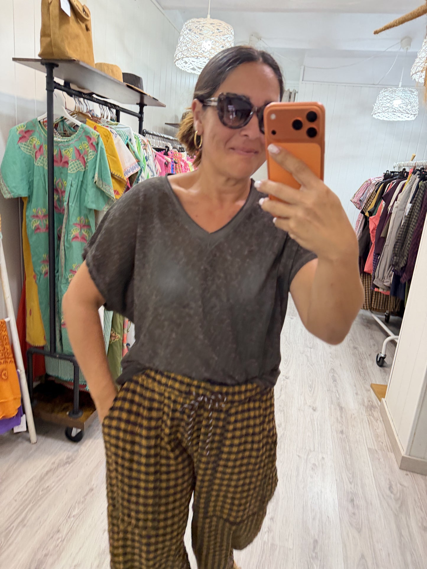 Camiseta Boho manga corta chocolate