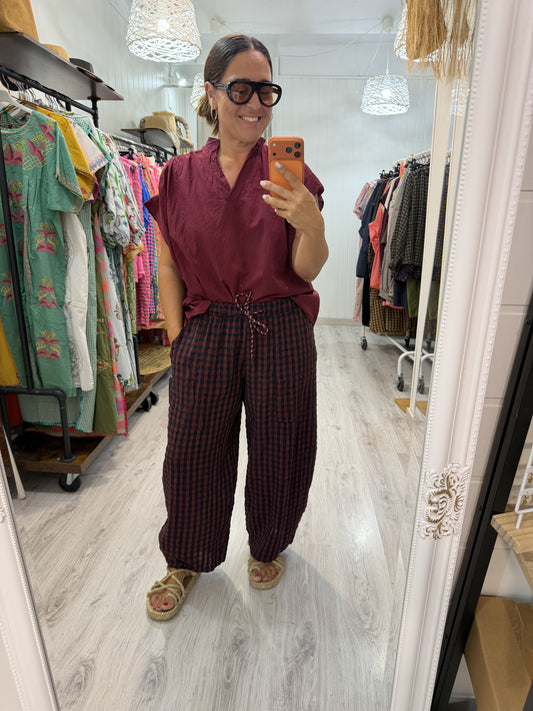 Blusa Amaia oversize burdeos