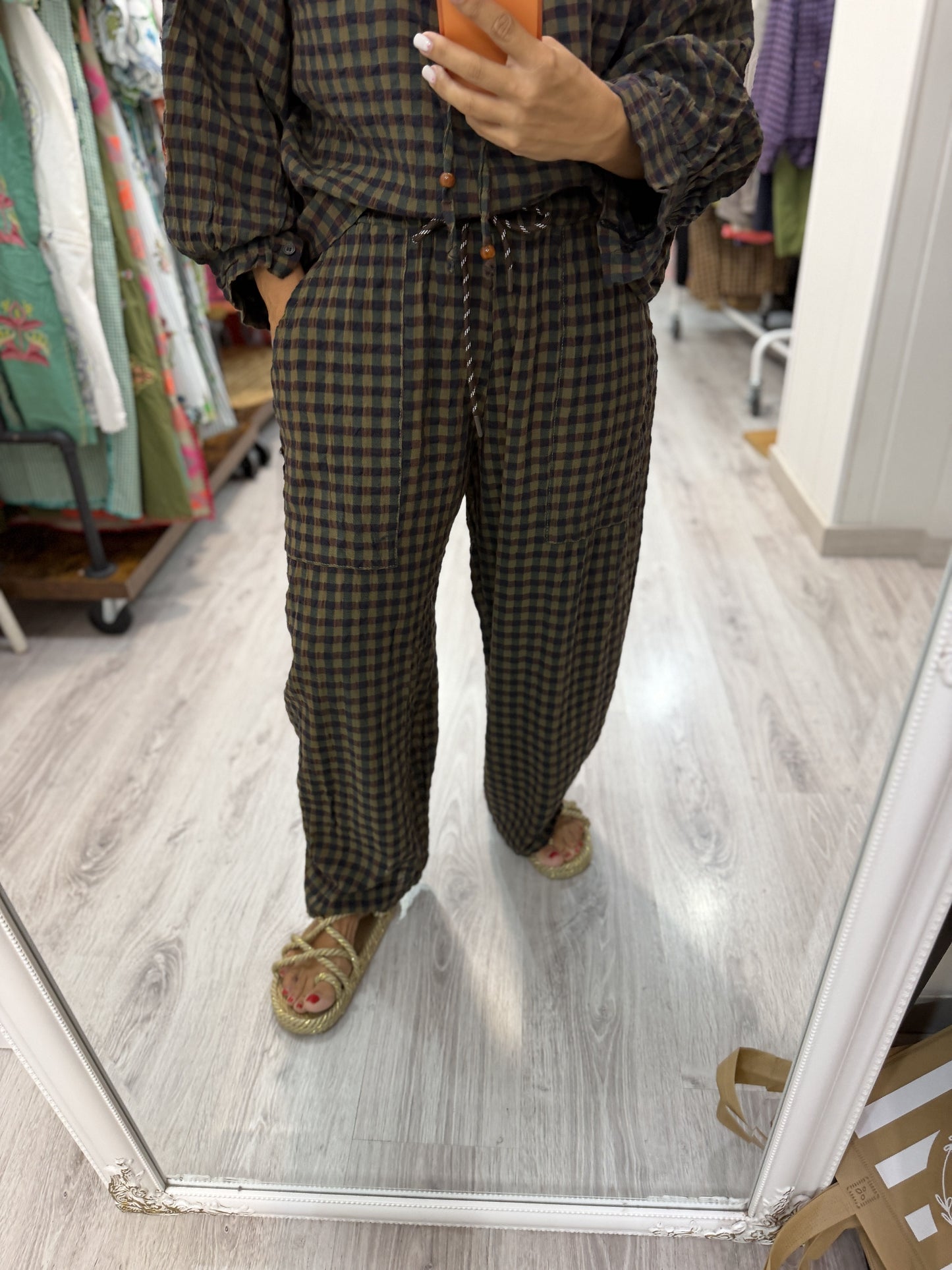 Pantalón vichy lovers verde y chocolate