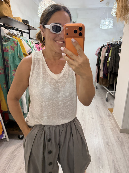 Camiseta Boho tirantes beige