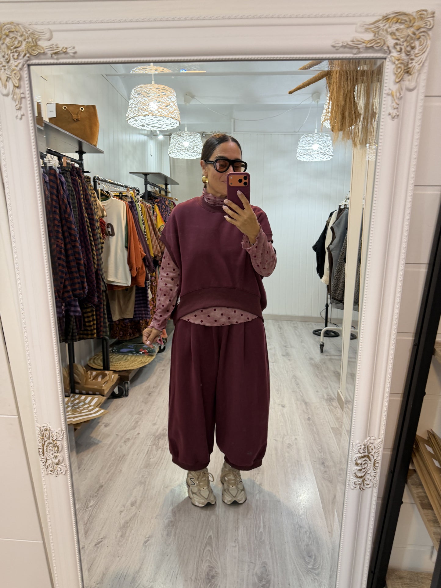 Conjunto Mei oversize burdeos