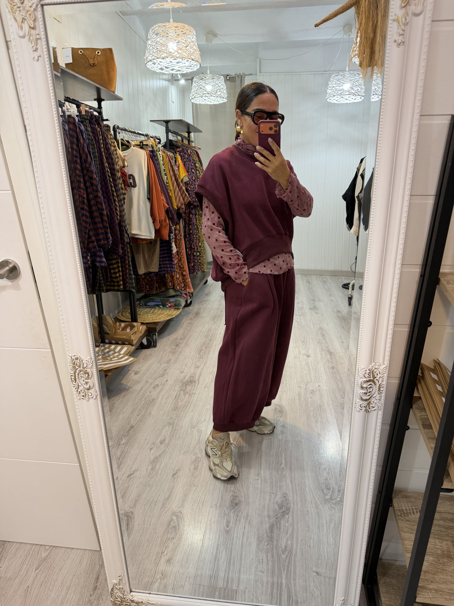 Conjunto Mei oversize burdeos