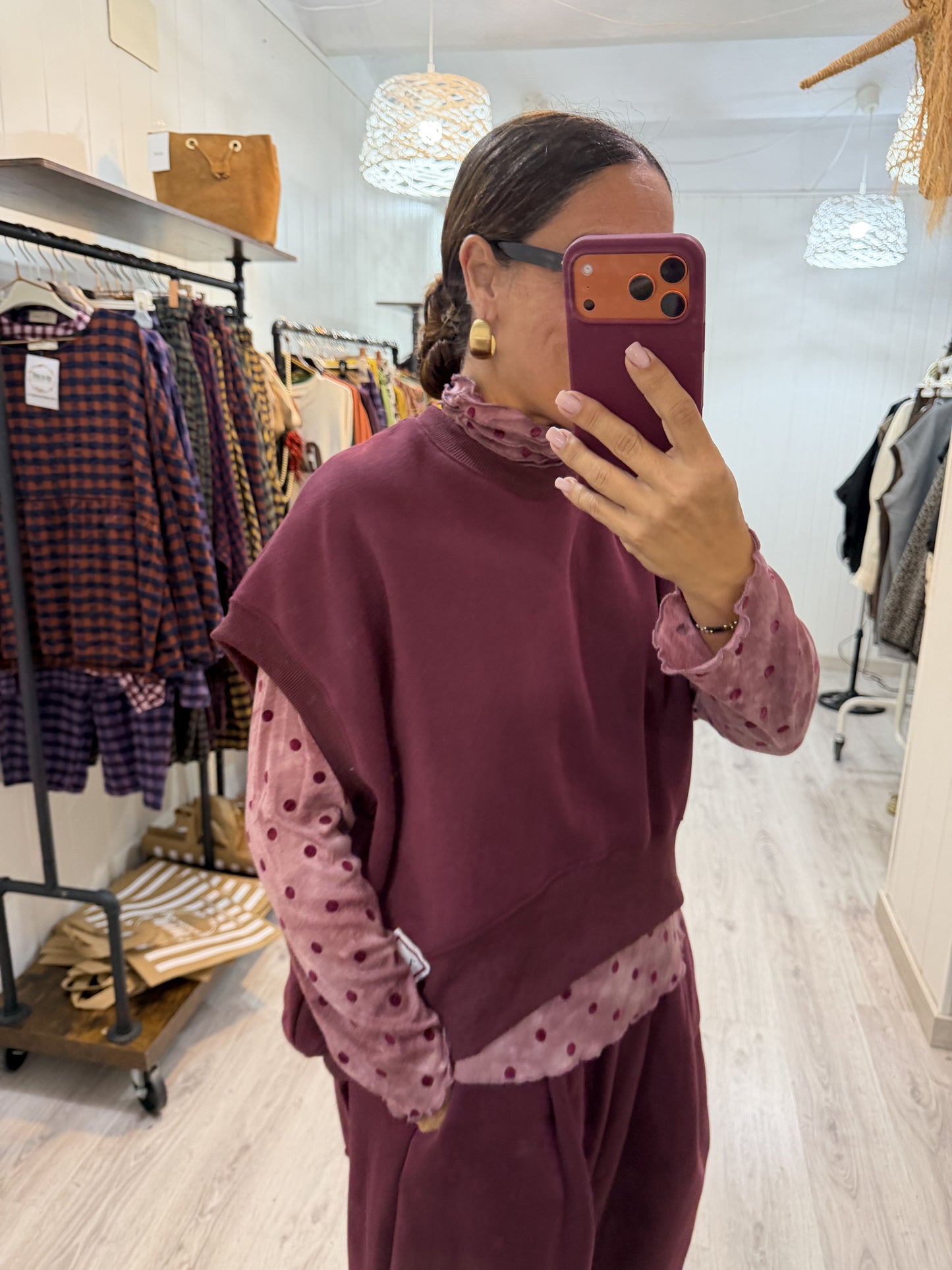 Conjunto Mei oversize burdeos