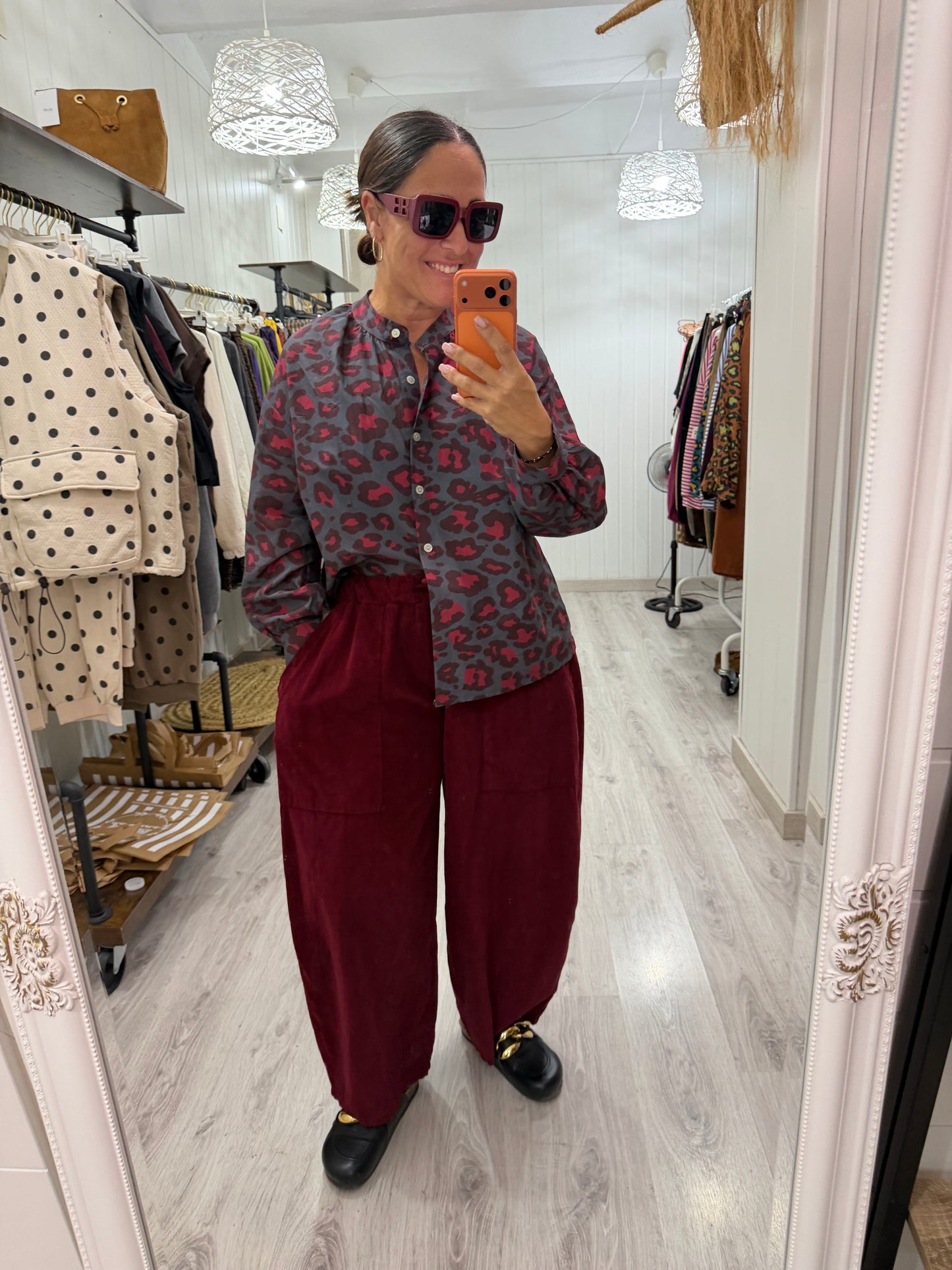 Pantalón Ane micropana burdeos