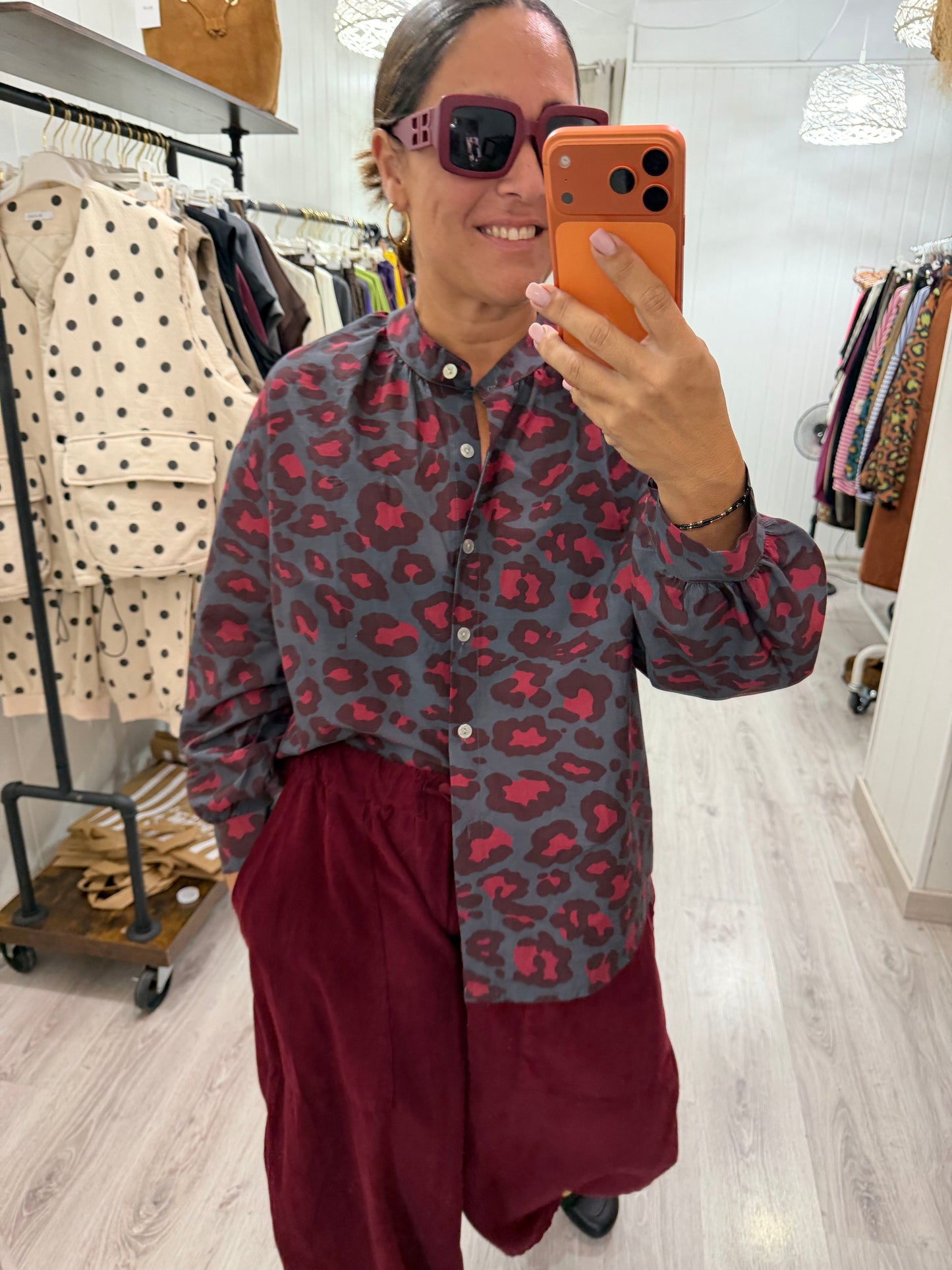 Pantalón Ane micropana burdeos