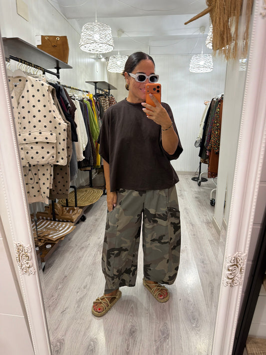 Pantalón Balloon camuflaje taupe