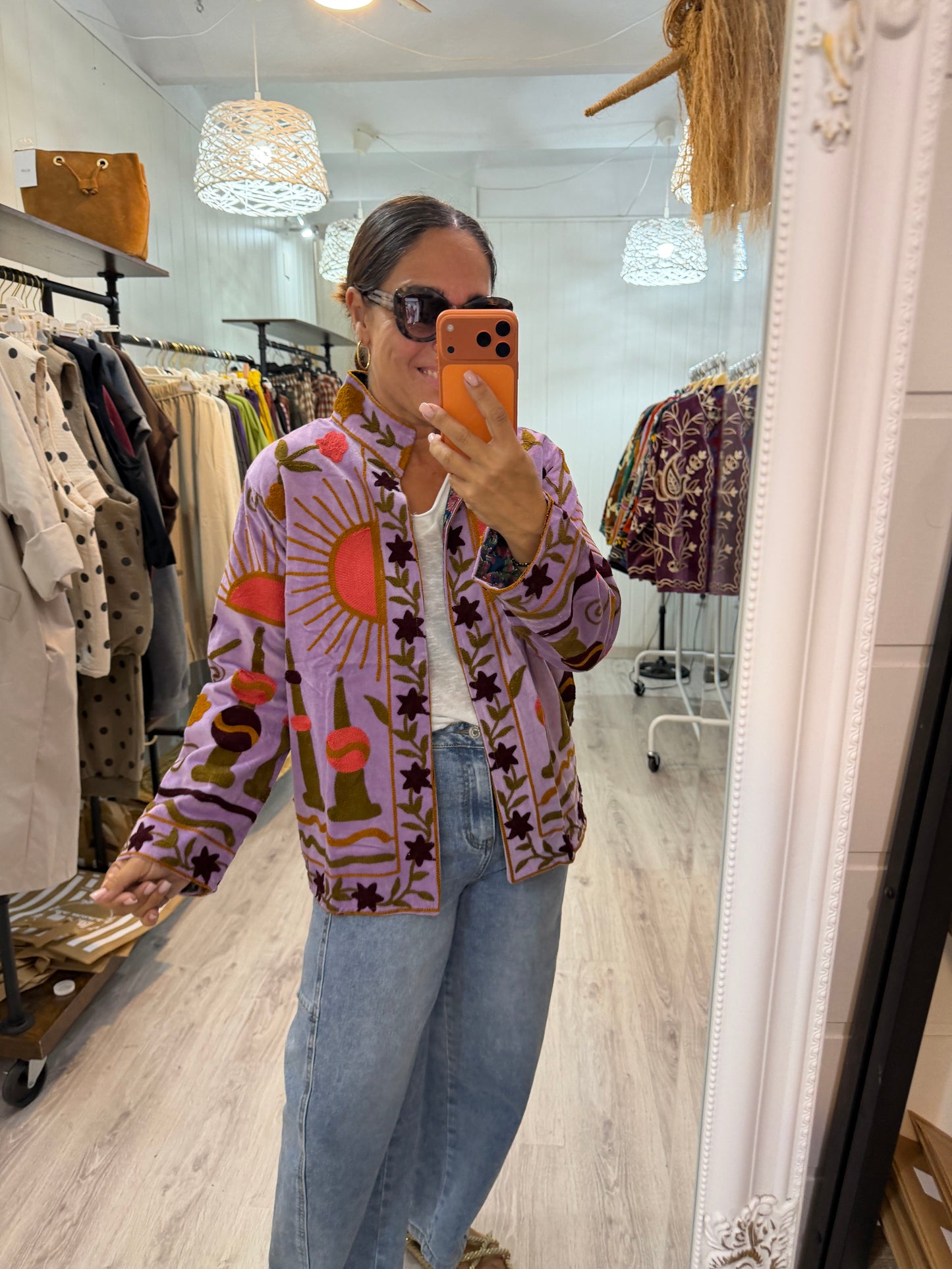Chaqueta Suzani terciopelo lila sol