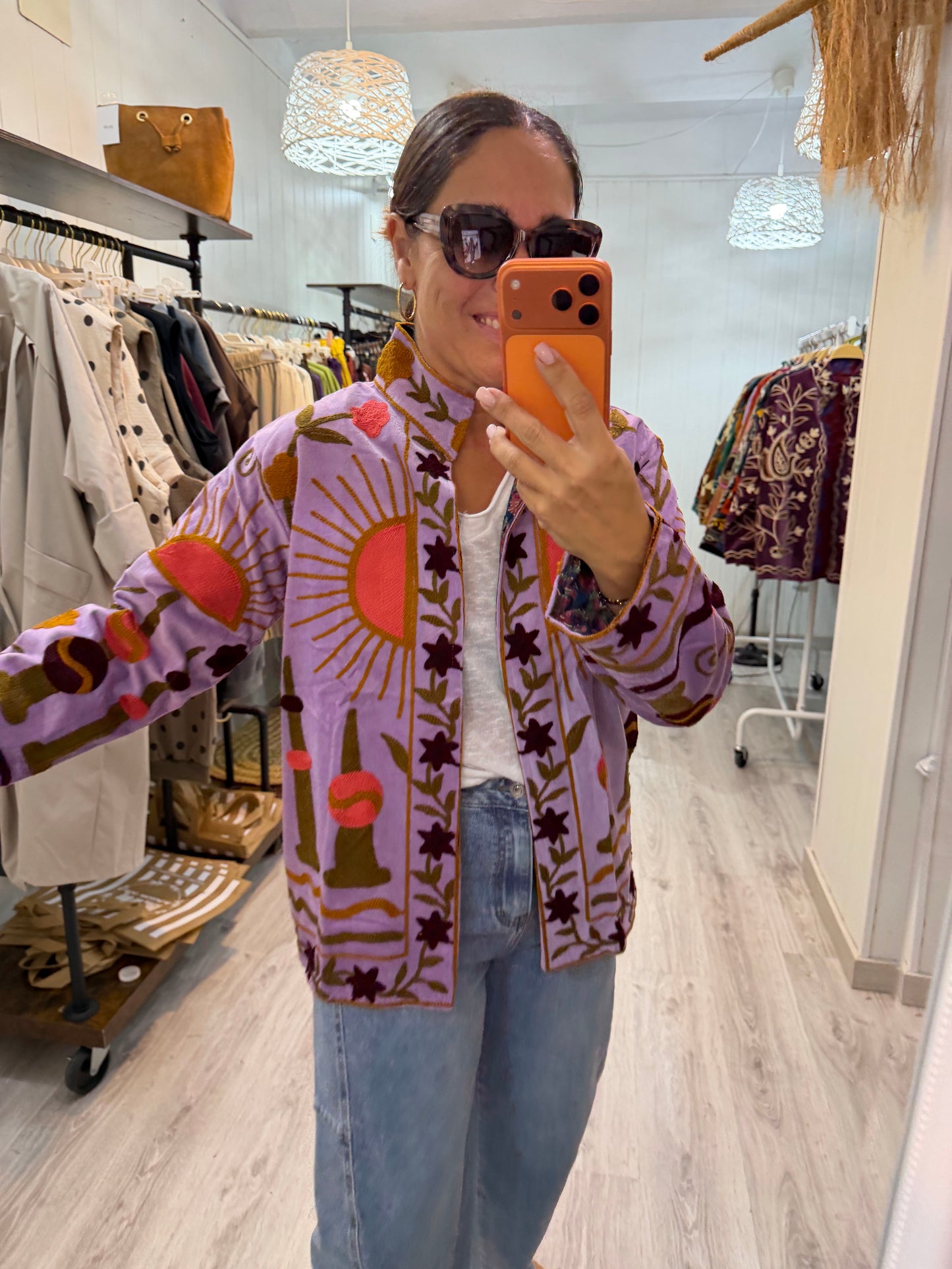 Chaqueta Suzani terciopelo lila sol