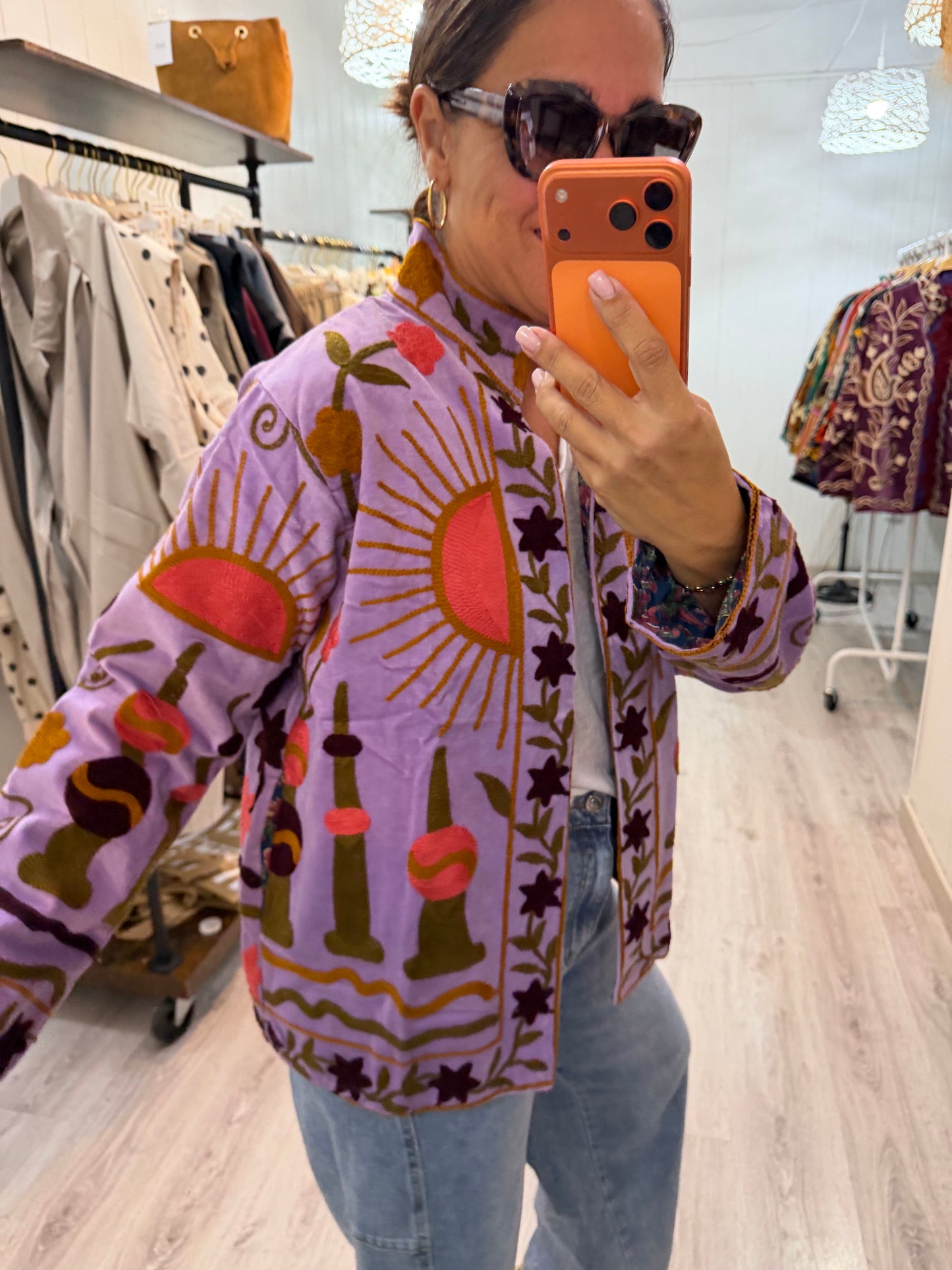 Chaqueta Suzani terciopelo lila sol